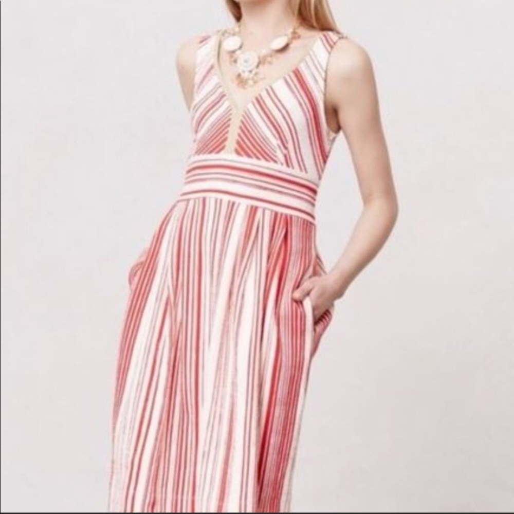 Anthropologie Postage Stamp striped dress Sz 8
